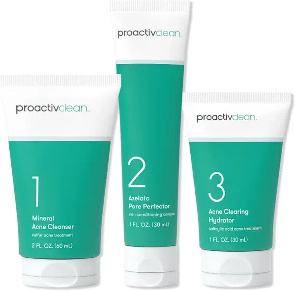 Proactiv Clean 3-Step Acne Treatment Routine Cleanse Refine Hydrate Exp 02/25