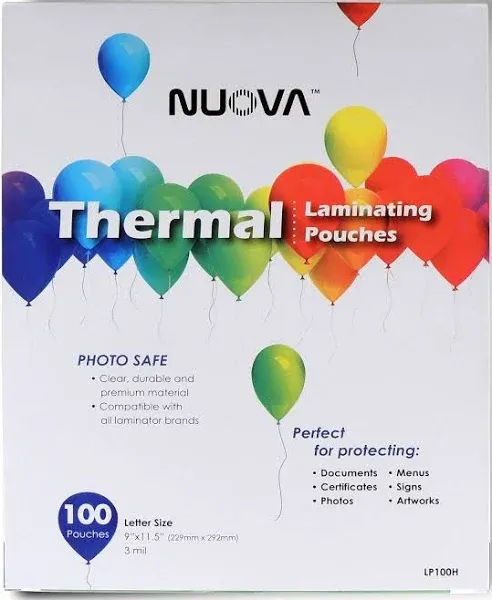 Nuova Premium Thermal Laminating Pouches 9 x 11.5 Inches Letter Size 3 Mil 100-Pack