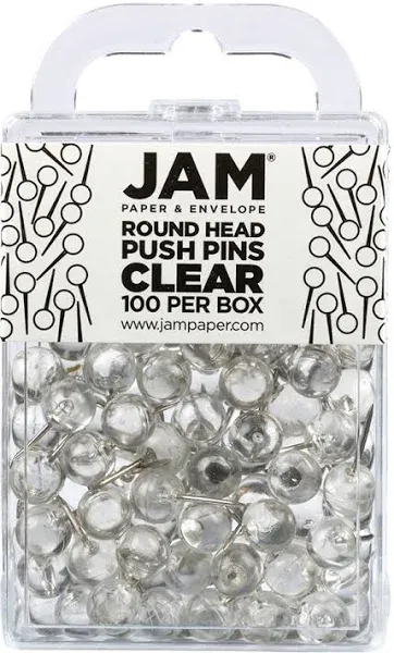 JAM PAPER Round Head Push Pins Blue 100/Pack (346RTBU)