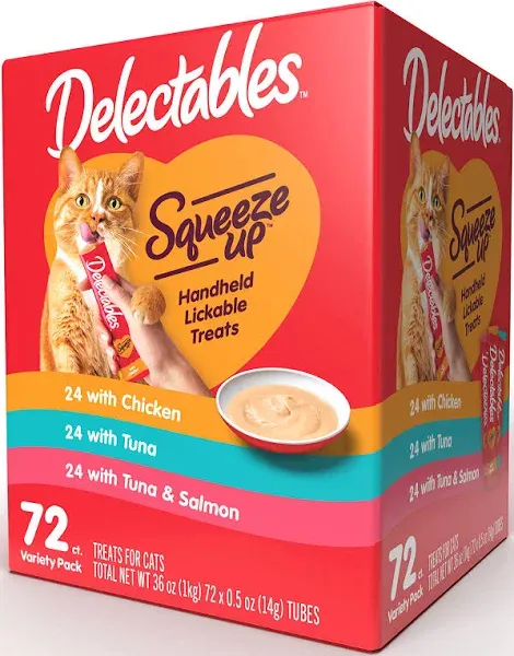 72ct Hartz Delectables Squeeze Up Interactive Lickable Wet Cat Treat Flavor