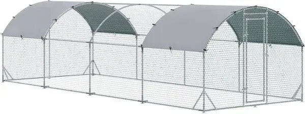 Pawhut Large Chicken Coop Cage Walk-in Enclosure Outdoor Poultry Hen Run with Cover