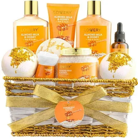 Gift Basket For Women – 10 Pc Almond Milk &amp; Honey Beauty &amp; Personal Care Set