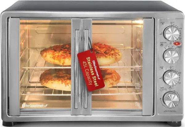 Elite Gourmet ETO4510M Double French Door Countertop Convection Toaster Oven