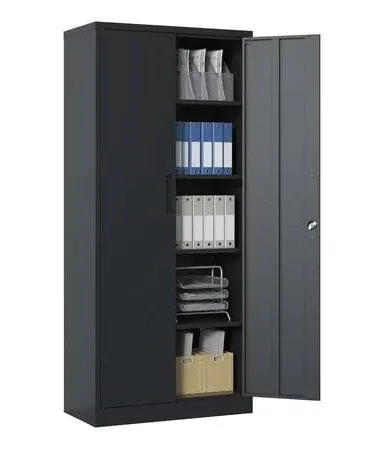 Black 72 in. H Metal Garage Storage Cabinet