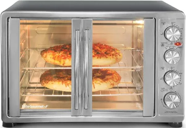 Elite Gourmet Double Door Oven with Rotisserie and Convection