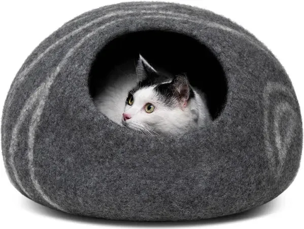 Meowfia Cat Bed Cave Premium Felt Handmade 100% Merino Wool Bed for Cats and Kittens