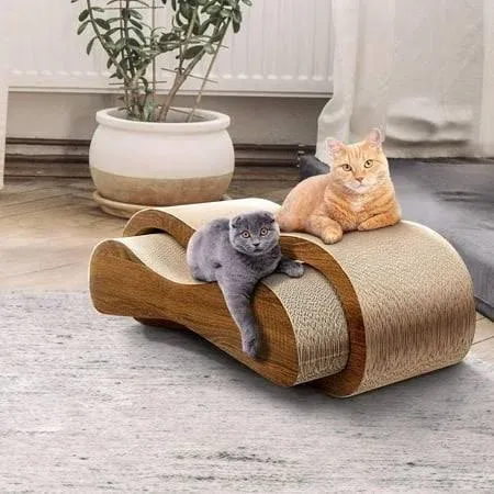 2 in 1 Cat Scratcher Cardboard Lounge Bed, Cat Scratching Board