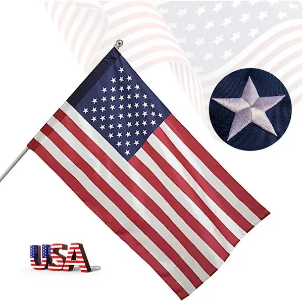 American Flag 2.5X4 Ft Pole Sleeve Banner Style-Embroide<wbr/>red Stars,Sewn Stripes,U