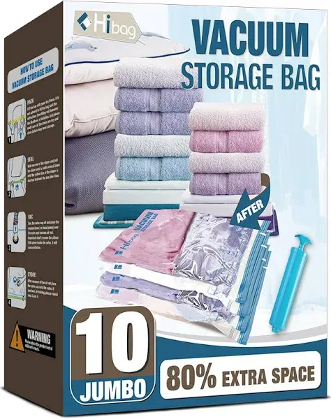 HIBAG Vacuum Storage Bags 10 Large Space Saver Vacuum Seal Bags