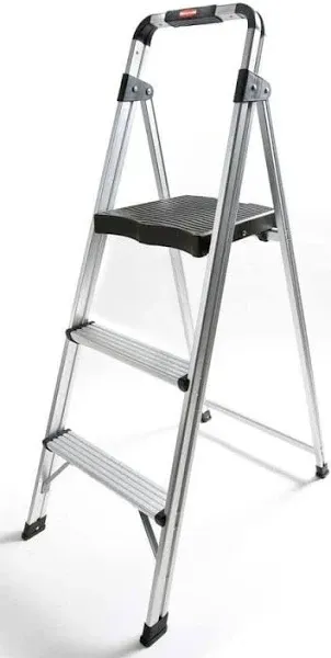 Rubbermaid 3-Step Ultra-Light Aluminum Stool with Plastic Top Step