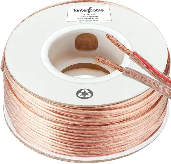 Kinter Cable 100ft 16-Gauge Audio Stereo Speaker Wire Cable 100 Feet 30.48 Met