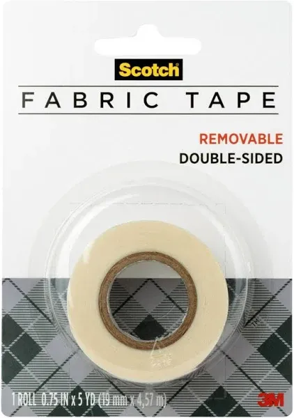 2 Pack—SCOTCH Removable Double-Sided Fabric Tape .75 IN x 5 YD 1 Roll