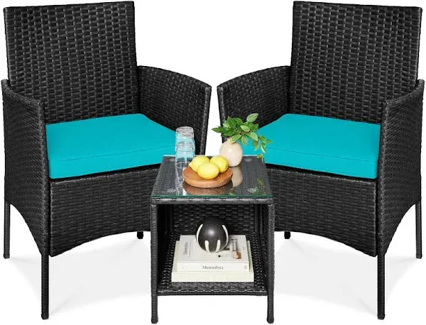 Best Choice Products 3-Piece Outdoor Wicker Conversation Patio Bistro Set