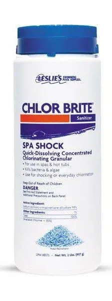 Leslie&#039;s Chlor Brite Sanitizer Spa Shock Cleaning Spas and Hot Tubs, 2 lbs