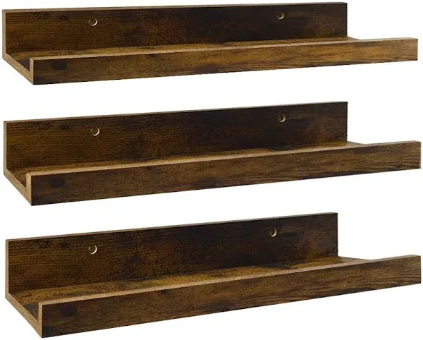 Giftgarden 16 Inch Floating Shelves ,Set of 3, Rustic Wall Mounted Picture Ledge