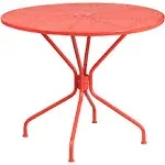 Flash Furniture 35.25" Round Coral Indoor-Outdoor Steel Patio Table