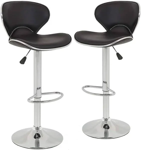 FDW Set of 2 Adjustable Bar Stools Height Ajustable Swivel Barstools Chairs with Back Pub Kitchen Dining Room Counter Bar