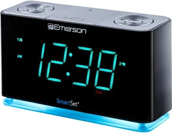 Emerson SmartSet Dual Alarm Clock Radio, Bluetooth Speaker, USB Charging, Night