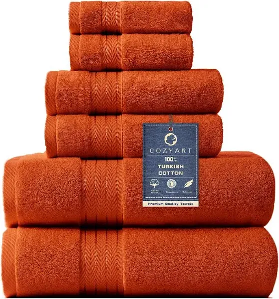 Orange Bath Towels Set of 6