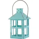 Kate Aspen Vintage Blue Distressed Large Rustic Lantern, 7.5 Inch