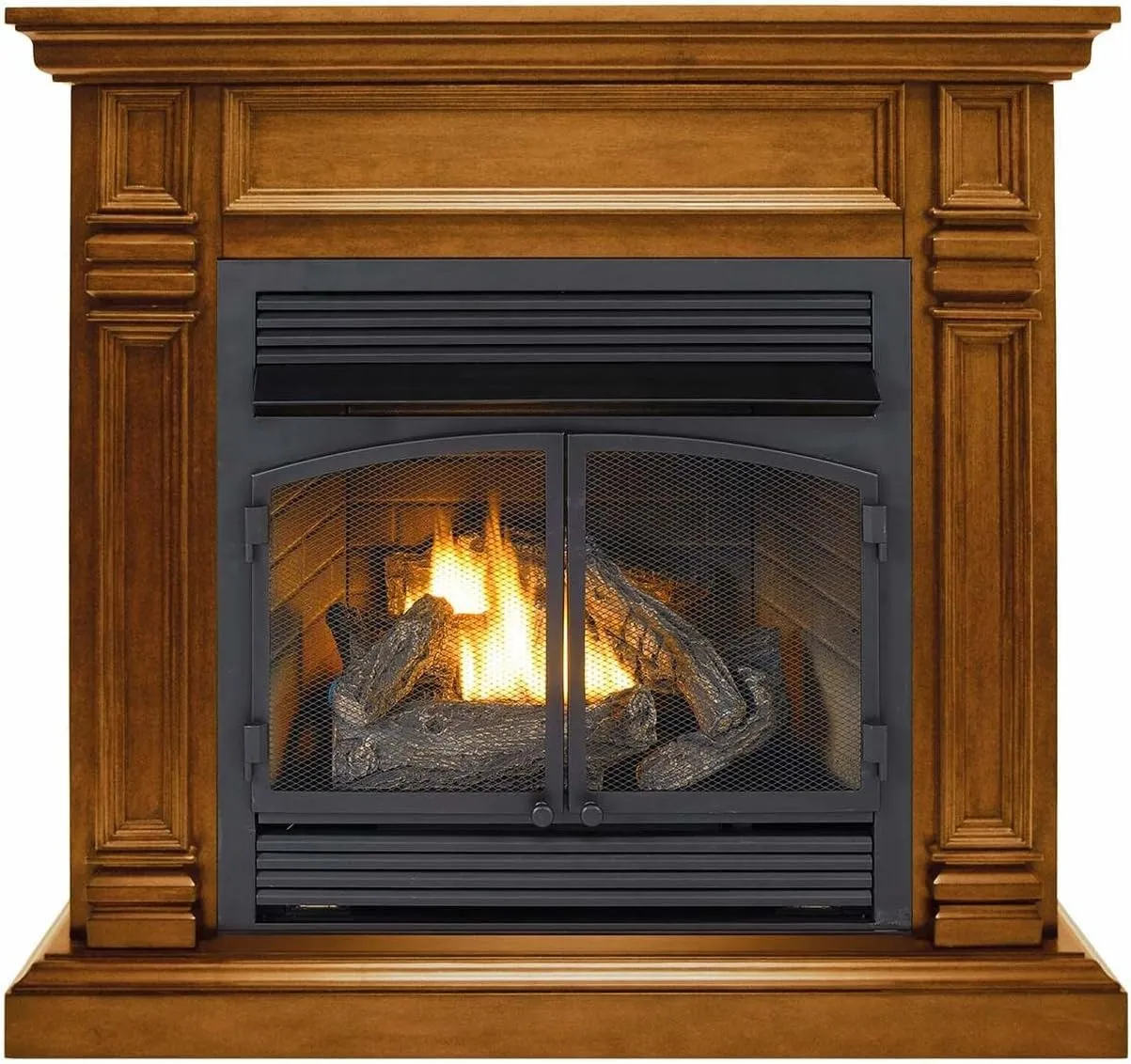 Duluth Forge Dual Fuel Ventless Gas Fireplace with Mantel 32,000 BTU