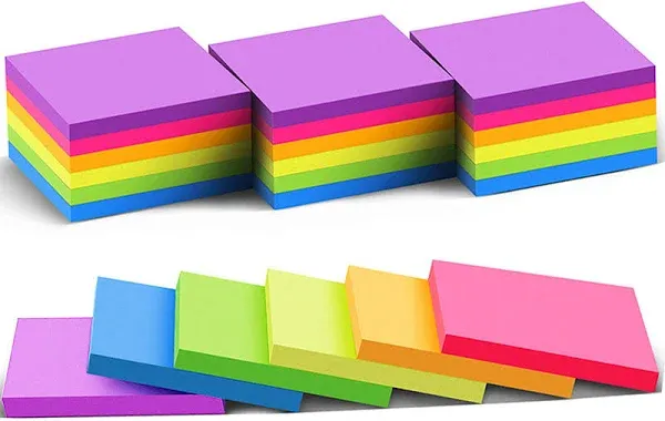 24 Pack Sticky Notes 3x3 in Post Bright Stickies Colorful Super Sticking Power M