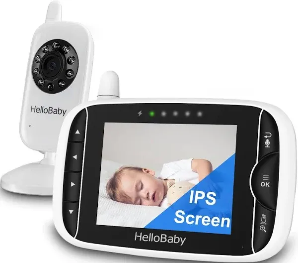 Video Baby Monitor with Camera and Audio, 3.2inch LCD Display, Infrared Night Vision, Two-Way Audio and Room Temperature Monitoring,Lullaby,Sound