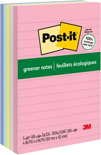 Post-it Greener Notes Helsinki Color Collection Lined 6