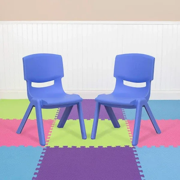 Emma + Oliver 4 Pack Plastic Stackable School Chair inchh Seat