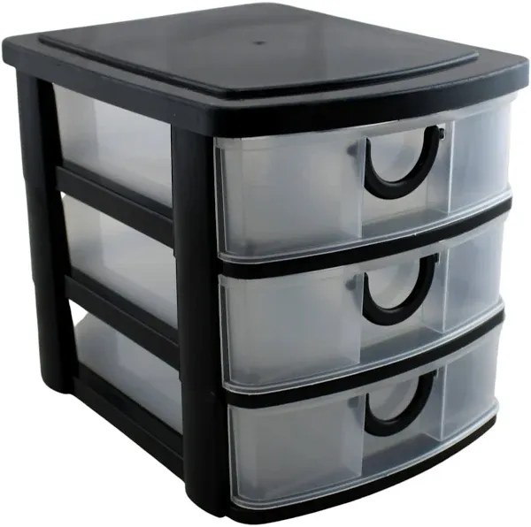 3 Drawer Mini Plastic Organizer Valet Makeup HBA Cosmetics Arts &amp; Crafts Desk...