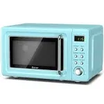 700W Glass Turntable Retro Countertop Microwave Oven-Green