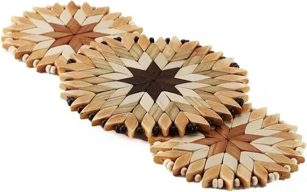 SPL Woodcraft Ukraine Set of 3 Small Handmade Wooden Trivets