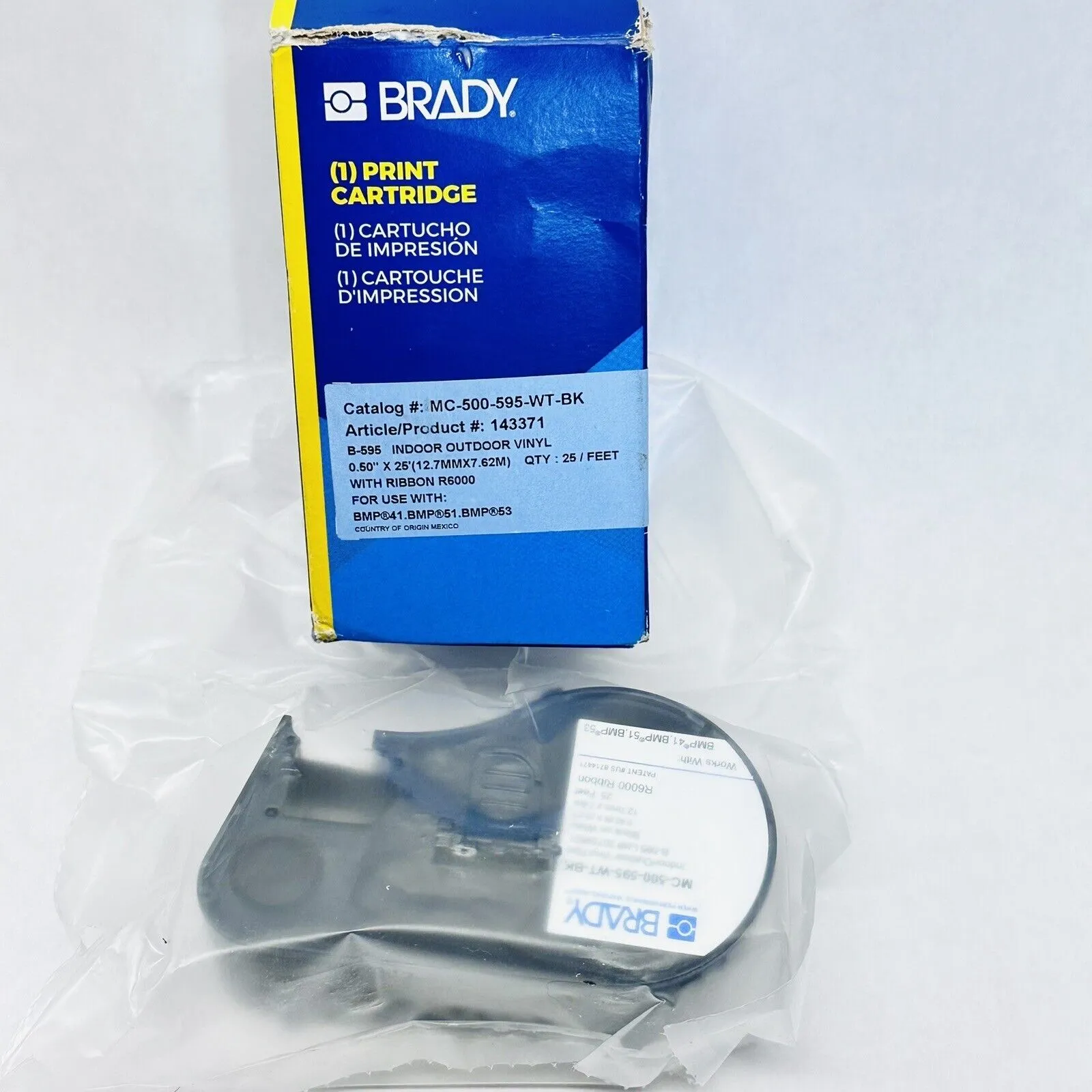 BRADY MC-500-595-WT-<wbr/>BK PRINT CARTRIDGE