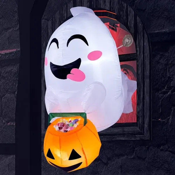 4.5 Ft Tall Halloween Inflatable Flying Ghost Broke Out from Window Inflatable C