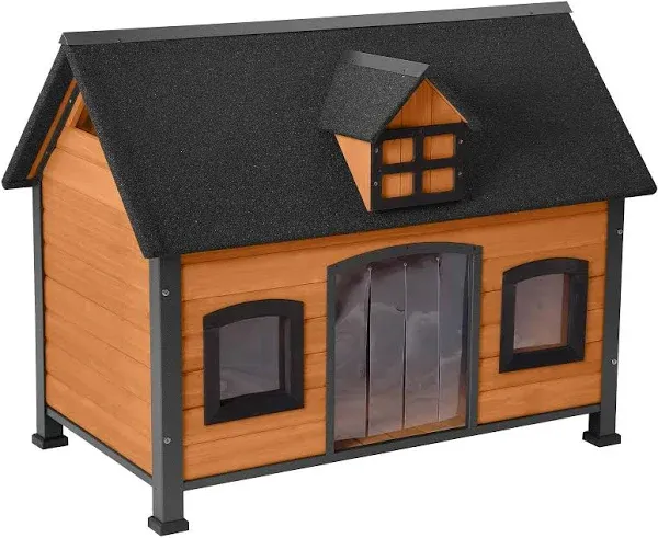 Aivituvin Premium Wooden Iron Frame & Asphalt Roof Dog House