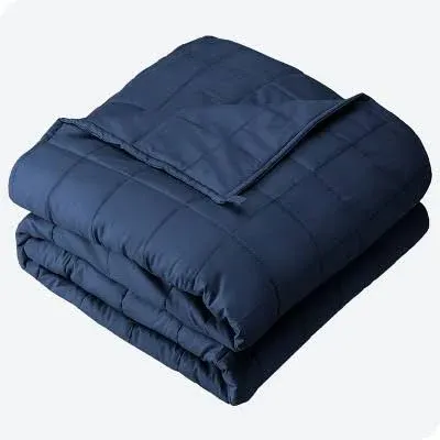 25 lb 80" x 87" Weighted Blanket Cotton Dark Blue by Bare Home