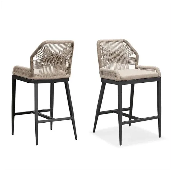 PURPLE LEAF Outdoor Bar Stool Set of 2 Modern Counter Height Patio Furniture Bar stools