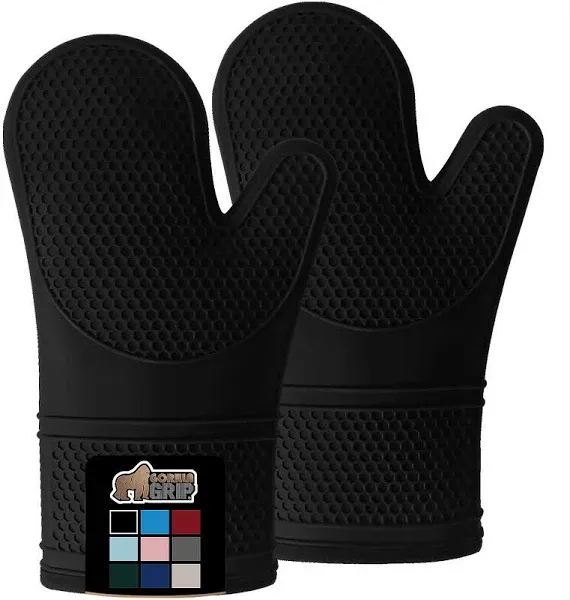 Gorilla Grip Heat and Slip Resistant Silicone Oven Mitts Set Cotton