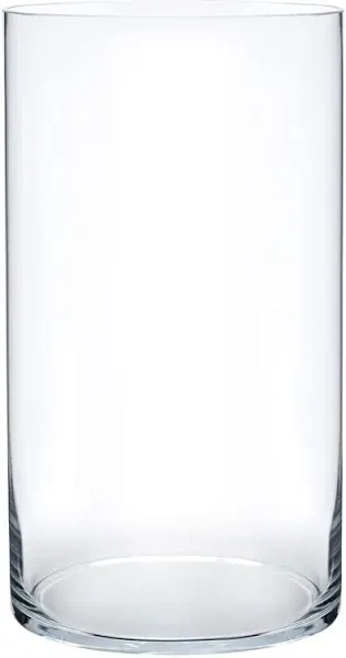 Royal Imports Flower Glass Vase Decorative Centerpiece for Home or Wedding - Cylinder Shape, 4" Tall, 8" Opening, Clear