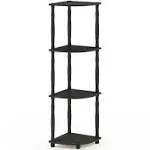 Furinno Turn-N-Tube 4-Tier Corner Display Rack Multipurpose Shelving Unit with Classic Tubes, Espresso/Black