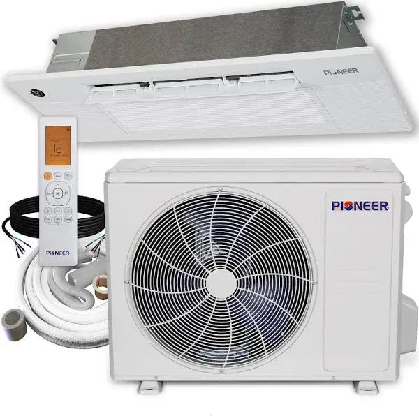 Pioneer 18,000 BTU 20 SEER 8-Way Compact Cassette Mini- Split Air Conditioner Heat Pump System