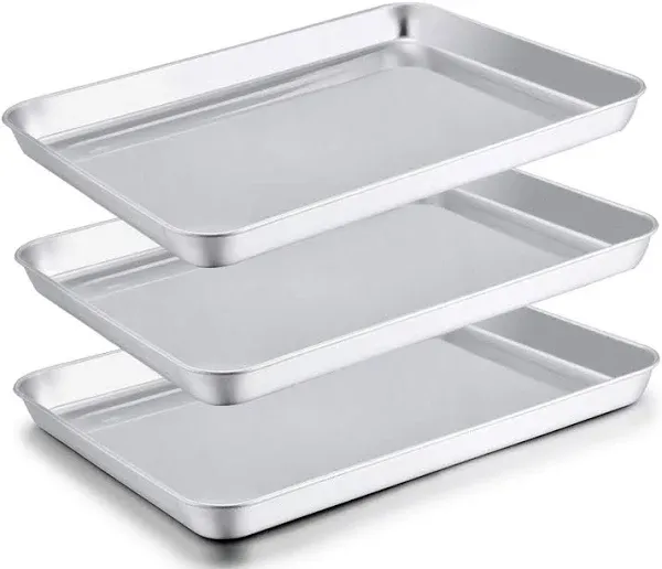 TeamFar Baking Sheet Cookie Sheet Set of 2 Stainless Steel Baking Tray