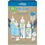 Dr. Brown’s Natural Flow Anti-Colic Options+ Narrow Baby Bottle Gift Set with Advantage Pacifier, and Bottle Travel Caps