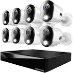 Night Owl 2-Way Audio 12 Channel DVR Security System with 2TB Hard Drive and 8 Wired 2K Deterrence Cameras, White