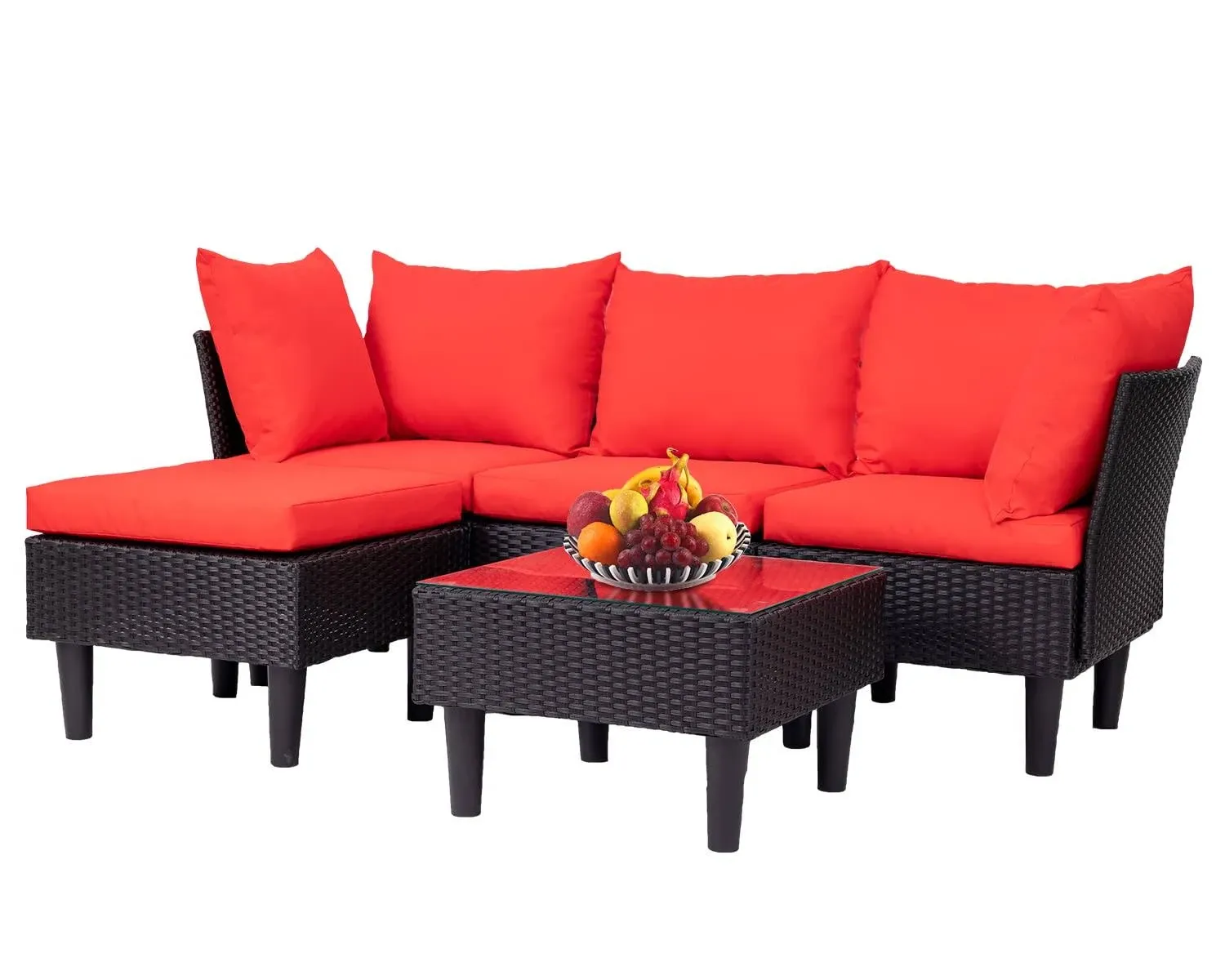 FDW Patio Furniture Sets 5 Pieces Outdoor Wicker Conversation Set Sectional Sofa Rattan Chair for Outdoor Backyard Porch Poolside Balcony Garden