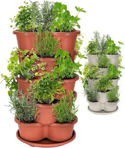 Amazing Creation Stackable Planter, Vertical Oasis Tiered Garden Planter, Grow Vegetables, Herbs, and Succulents with Ease