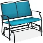 Best Choice Products 2-Person Outdoor Swing Glider, Steel Patio Loveseat, Bench Rocker w/ Armrests - Peacock Blue/Black