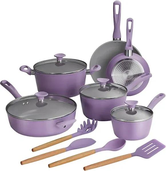 14-Piece Ceramic Cookware Set in Purple