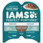 Iams Perfect Portions Indoor Tuna Recipe Grain-Free Cuts in Gravy Adult Wet Cat Food Trays, 2.6-oz, Case of 24 twin-packs