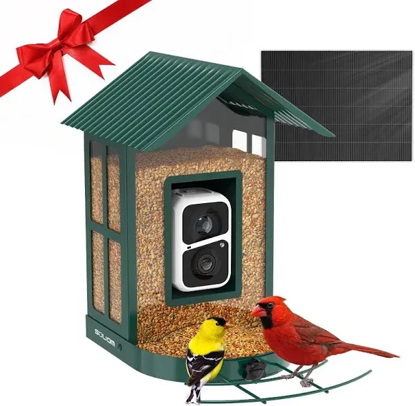 Soliom Bird Feeder with Camera Wireless Outdoor with AI Identify Bird Species